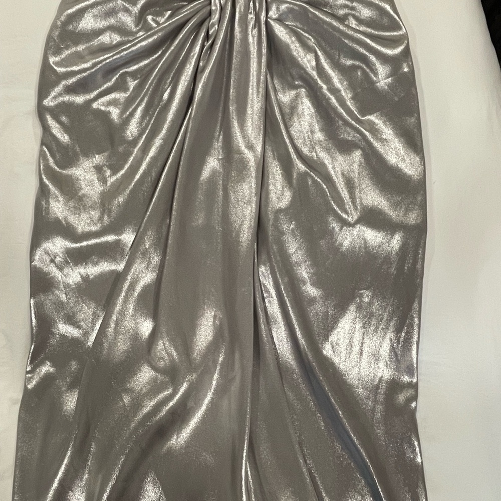 Zara Metallic Silver Skirt